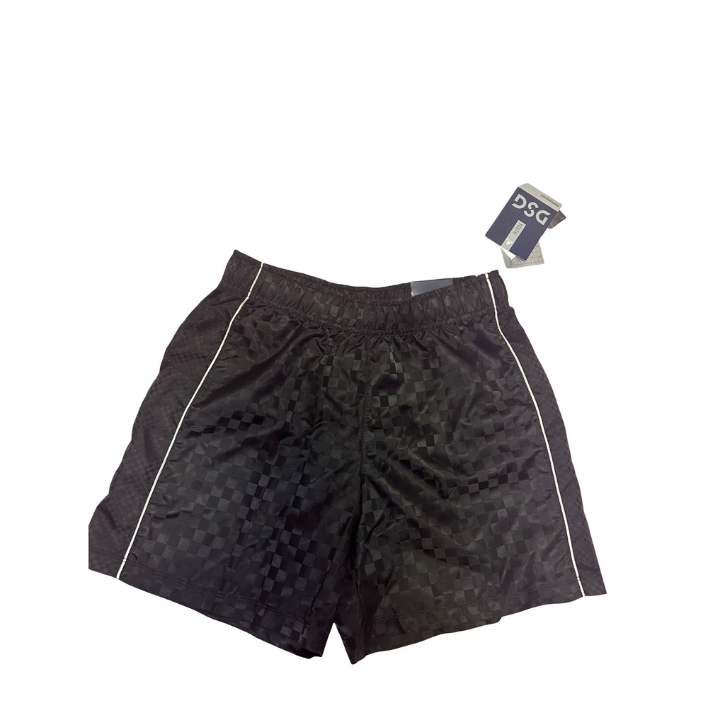 DSG Checkered Athletic Woven Soccer Shorts Black Sz M NWT